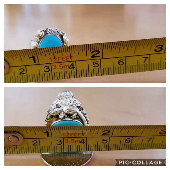 Genuin Sleeping Beauty Turquoise, Alligator Ring 8 - Picture 6 of 8